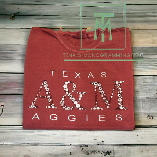 Texas A&M Floral Embroidery